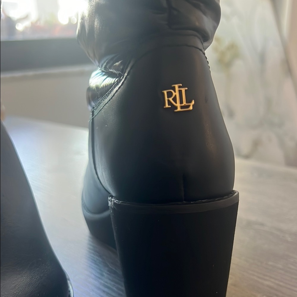 Ralph Lauren Black Wedge Winter Boots - Picture 3 of 9